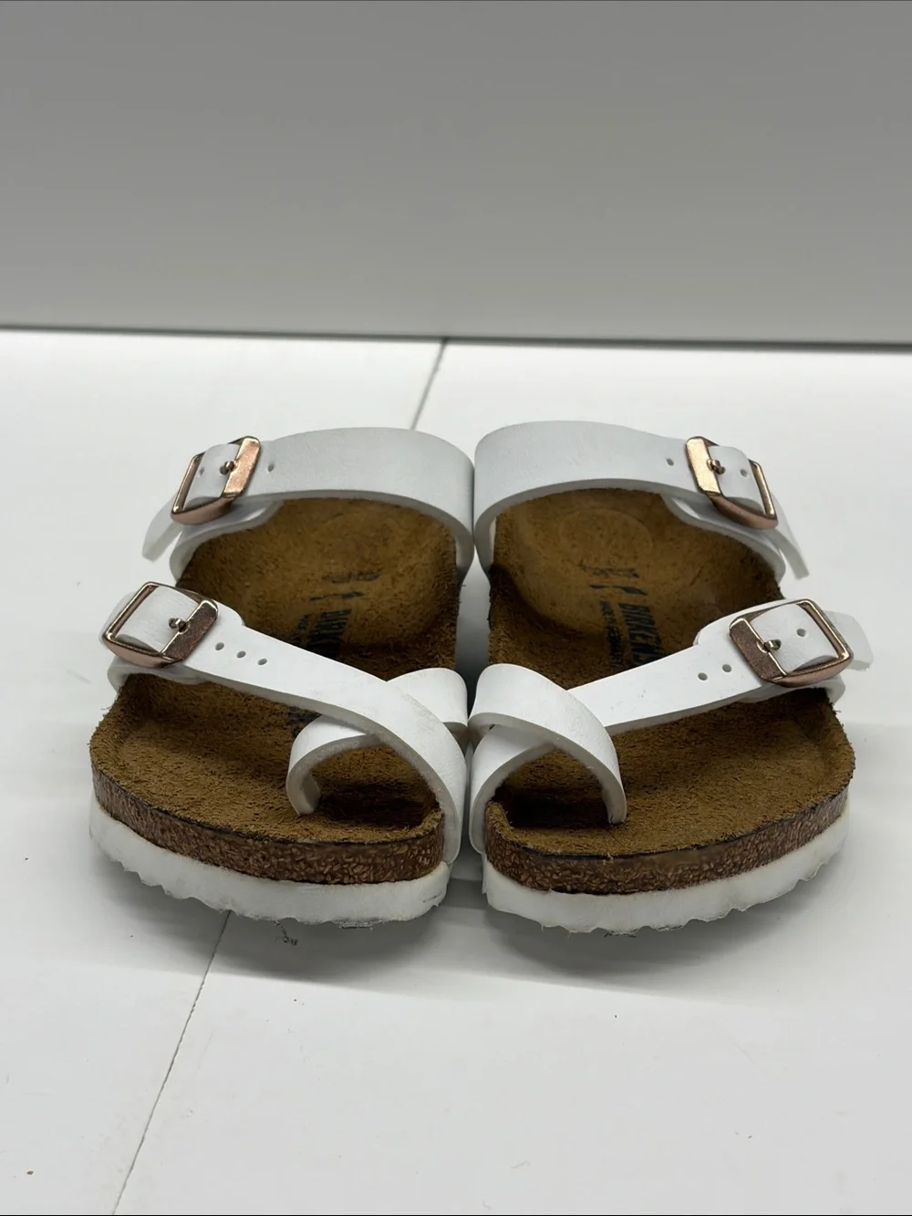 NEW Birkenstock Kids White Buckle Cork Footbed Sandals Size 9-9.5